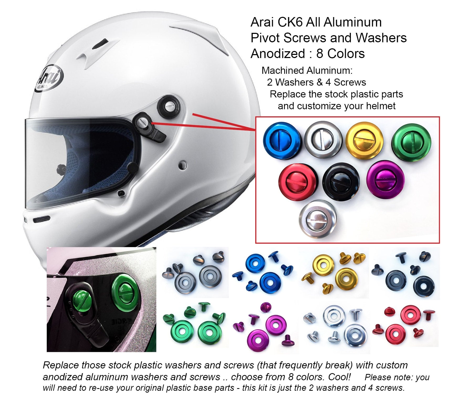 Kart Race Gear Racequip 205991RQP Helmet Hardware, Pivots